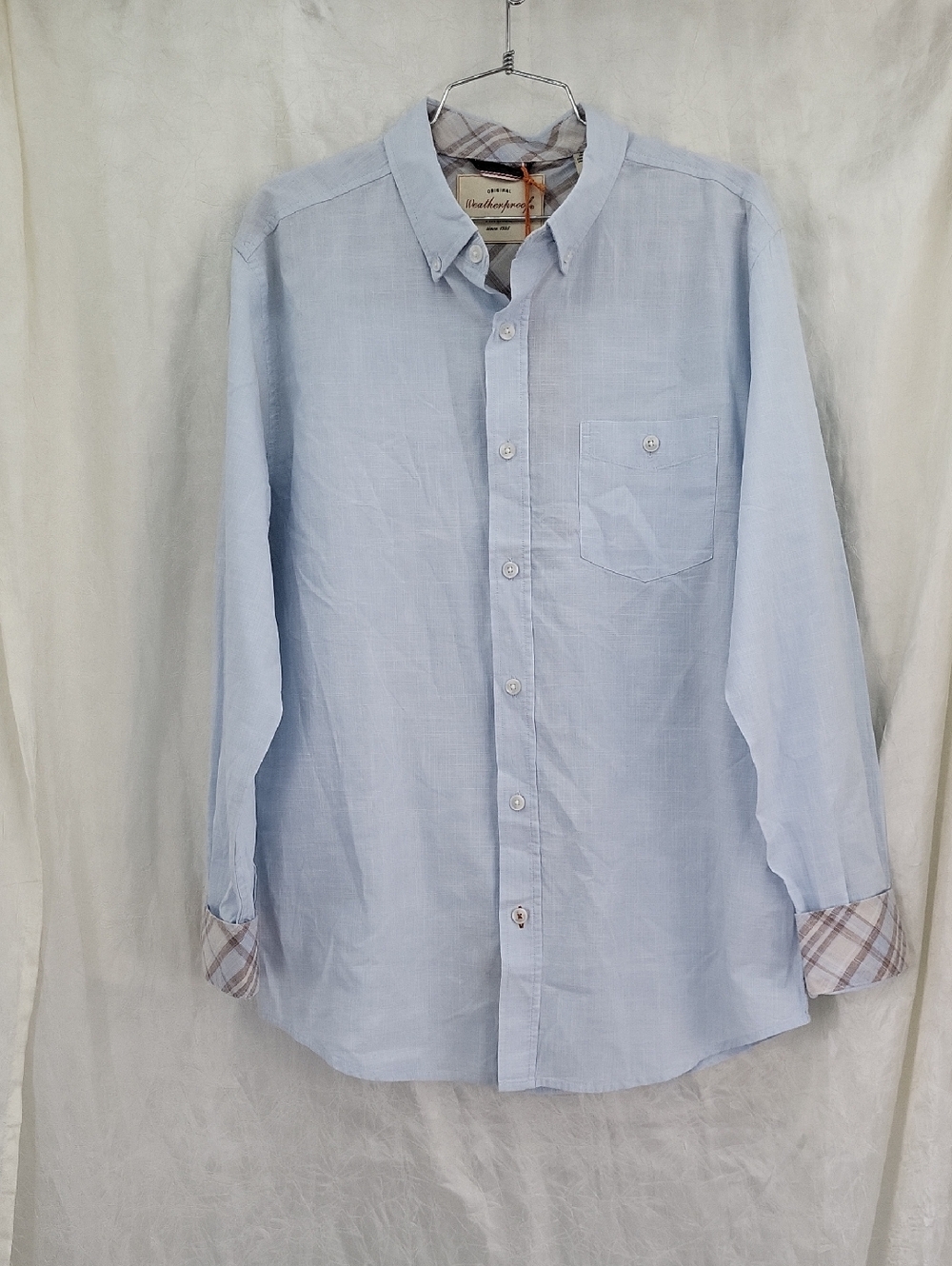 Weatherproof Vintage Light Blue Men's Casual Button-Down Shirt Size Medium